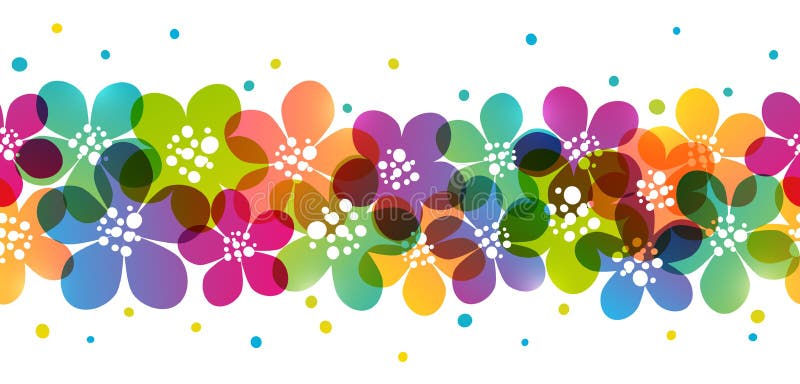 Naadloze grens met kleurenbloemen stock illustratie Naadloze grens met kleurenbloemen stock illustratie
