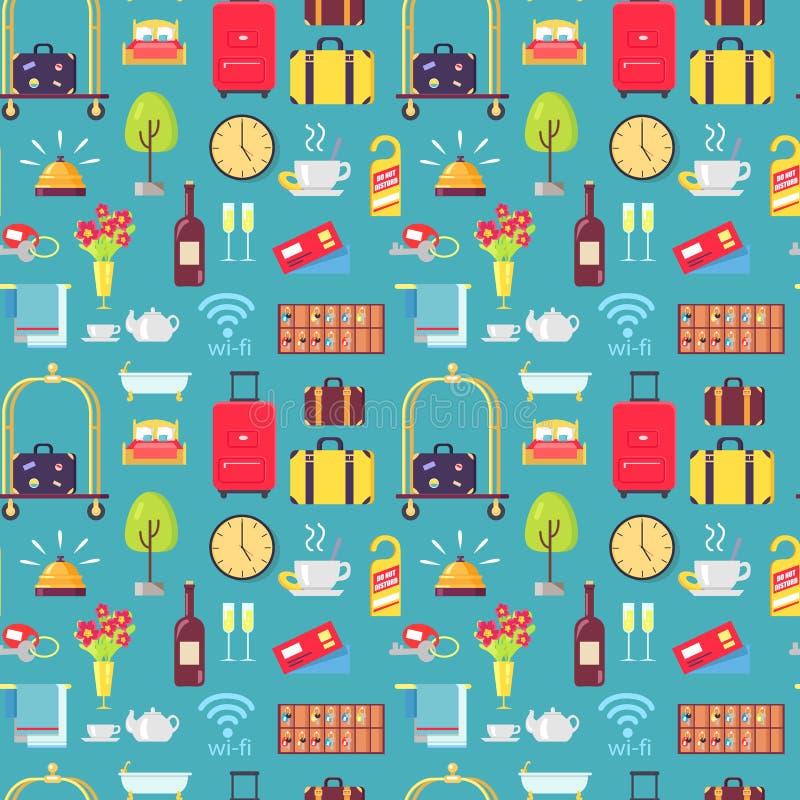Naadloze het Patroon Vectorillustratie van het hotelthema vector illustratie Naadloze het Patroon Vectorillustratie van het hotelthema vector illustratie