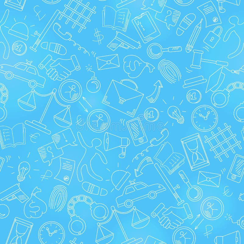 Naadloze illustratie op het thema van misdaad en straf, een lichte contour op blauwe achtergrond vector illustratie Naadloze illustratie op het thema van misdaad en straf, een lichte contour op blauwe achtergrond vector illustratie