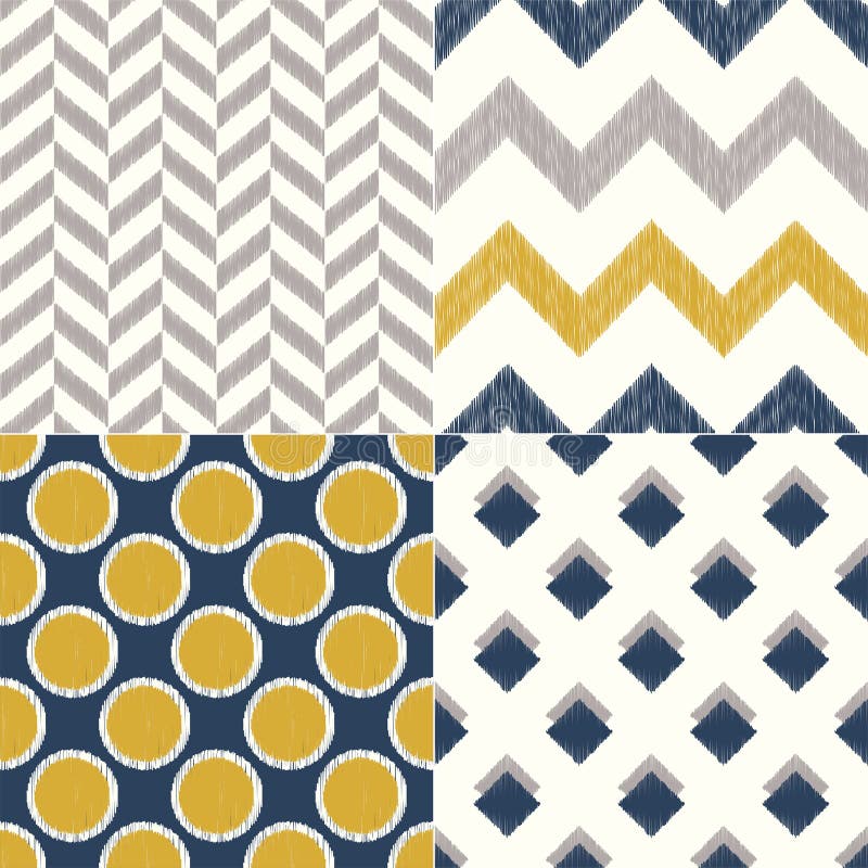 Naadloze marine en geel geometrisch textielpatroon als achtergrond voor huis binnenlands ontwerp vector illustratie Naadloze marine en geel geometrisch textielpatroon als achtergrond voor huis binnenlands ontwerp vector illustratie