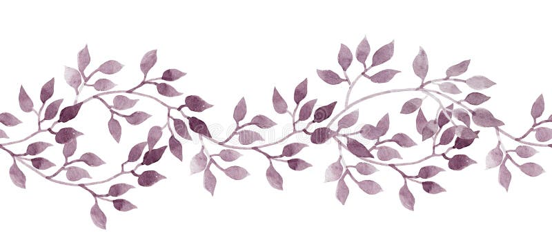 Naadloze streepbanner - hand geschilderde watercolour bladeren Herhaald patroon vector illustratie Naadloze streepbanner - hand geschilderde watercolour bladeren Herhaald patroon vector illustratie