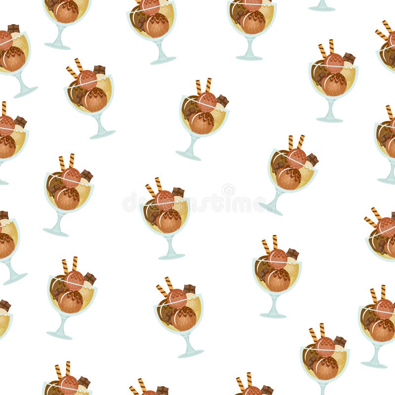 Naadloze textuur van roomijsdessert in een glaskop Milkshakeachtergrond Het zoete roomijs van het jonge geitjesbehang Vector illu stock illustratie Naadloze textuur van roomijsdessert in een glaskop Milkshakeachtergrond Het zoete roomijs van het jonge geitjesbehang Vector illu stock illustratie