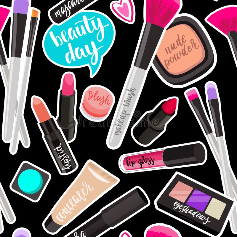 Naadloze van de make-uppunten van de patroonmanier het flardkentekens met toespraakbellen stock illustratie Naadloze van de make-uppunten van de patroonmanier het flardkentekens met toespraakbellen stock illustratie