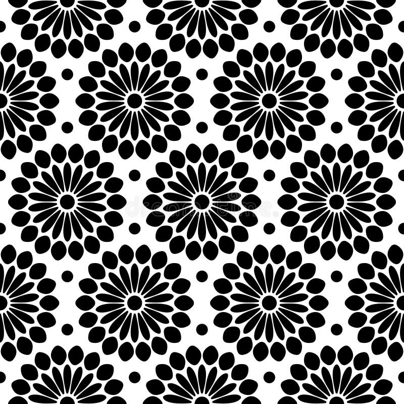 Naadloze Zwart-witte Patroon Grote Abstracte Bloemen royalty-vrije illustratie Naadloze Zwart-witte Patroon Grote Abstracte Bloemen royalty-vrije illustratie