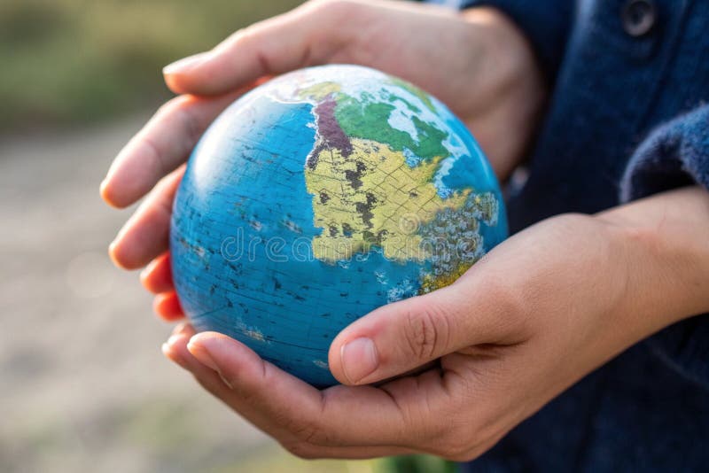 Nachhaltiges Klima für die Erde. Hände, die die Erde angesichts des Klimawandels und der globalen Erwärmung halten stock abbildung