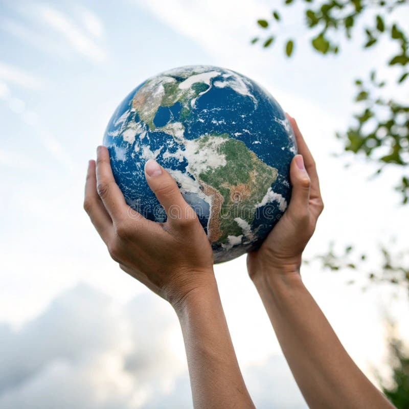 Nachhaltiges Klima für die Erde. Hände, die die Erde angesichts des Klimawandels und der globalen Erwärmung halten stock abbildung