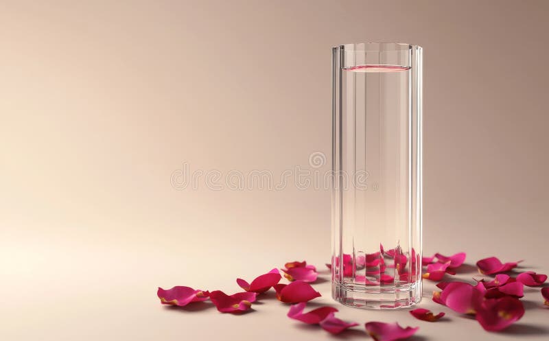Nachmittags Komposition von zarten Rosenblüten, umgeben von einer Glasflasche bei sanftem Nachmittagslicht lizenzfreie stockfotografie