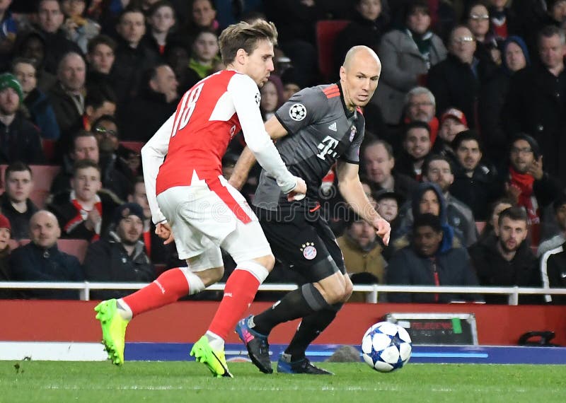 Nacho monreal i arjen robben zdjęcia royalty free