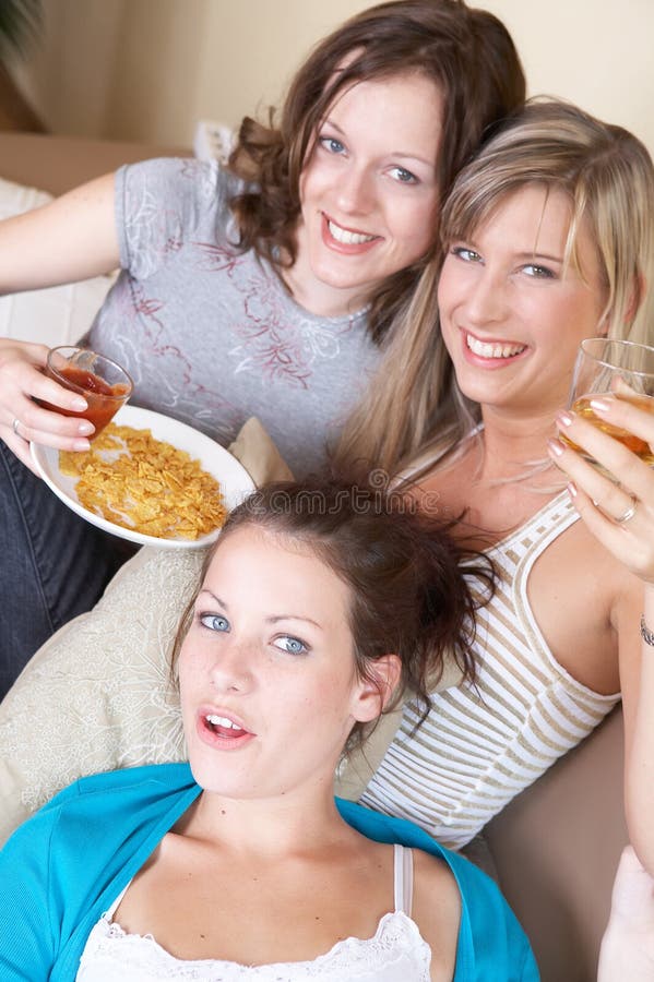 Girls having a party in their livingroom. Girls having a party in their livingroom