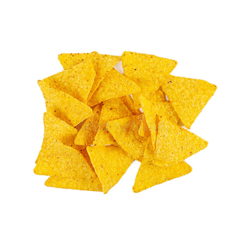 Nachos With Cheese. Corn Chips Isolated On White Background Stock Image