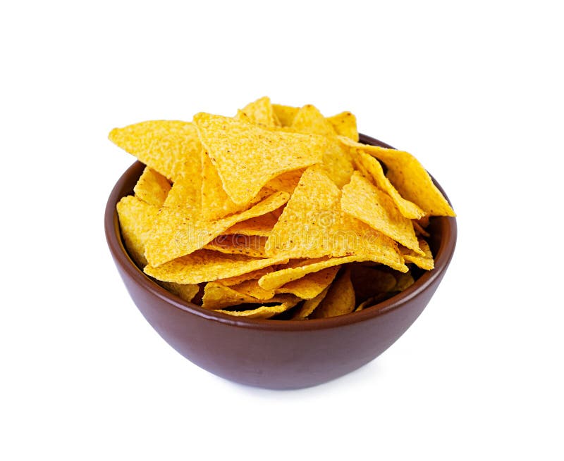 Nachos With Cheese Corn Chips Isolated On White Background Stock Photo 