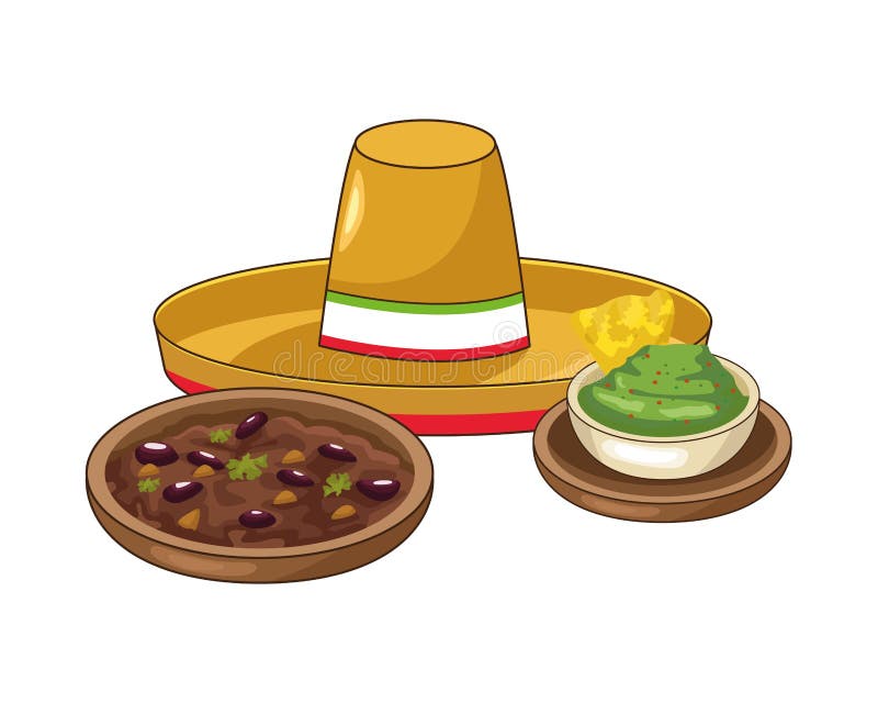 Nachos Con Guacamole E Cappello Messicano Illustrazione Vettoriale -  Illustrazione di cappello, cottura: 176258018