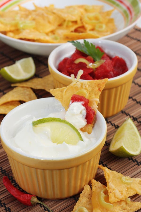 Nachos and dips stock photo. Image of melted, international 22958724