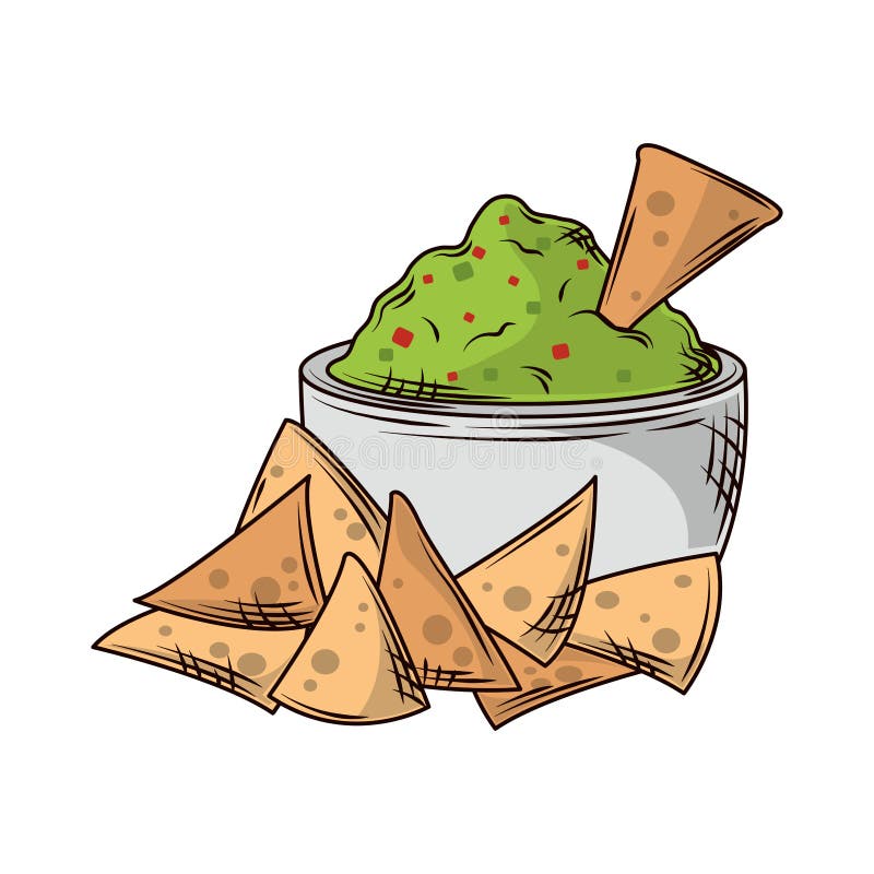 Nachos guacamole snack ilustración del vector. Ilustración de bocado