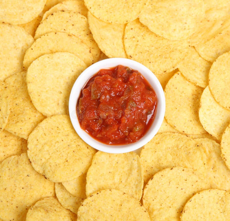 Nachos and Tomato Salsa Dip