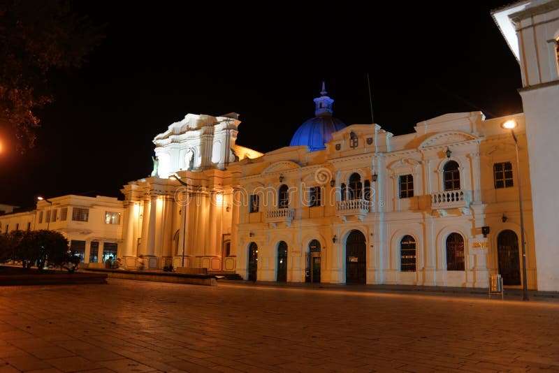 Nacht in Popayan Colombia stock afbeeldingen Nacht in Popayan Colombia stock afbeeldingen