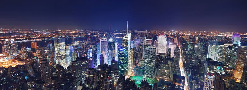 Nachtpanorama New- York Citymanhattan
