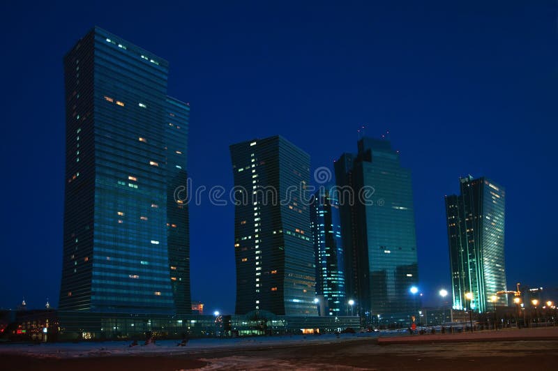 Nachtstadt von Astana, Kazakhstan stockbilder Nachtstadt von Astana, Kazakhstan stockbilder