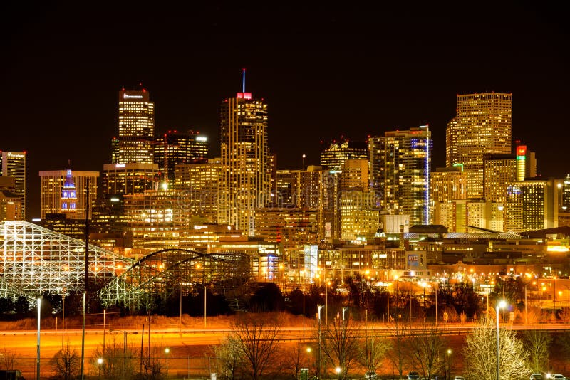 Nachtstadtbild von Denver stockbild Nachtstadtbild von Denver stockbild