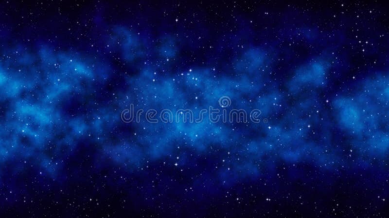 Nachtsternenklarer Himmelblau-Raumhintergrund mit hellen Sternen, Nebelfleck