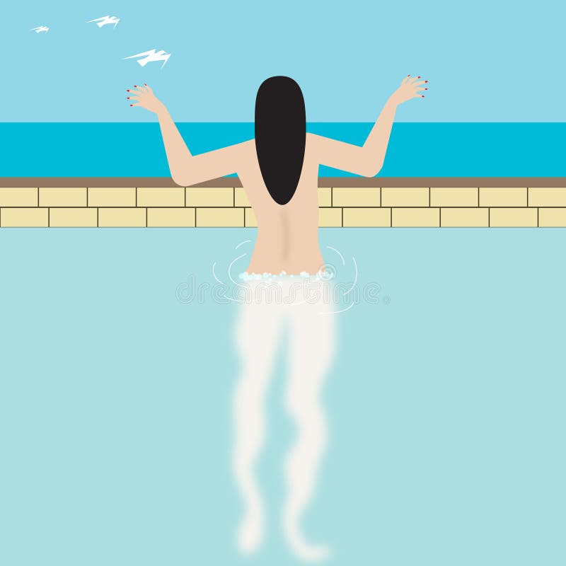 Nackte Frau im Pool stock abbildung Nackte Frau im Pool stock abbildung