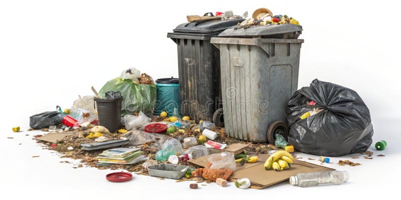 Nadpłynne składowiska odpadów 3D Renderowanie odpadów z gospodarstw domowych Recykling odpadów Zanieczyszczenie royalty ilustracja