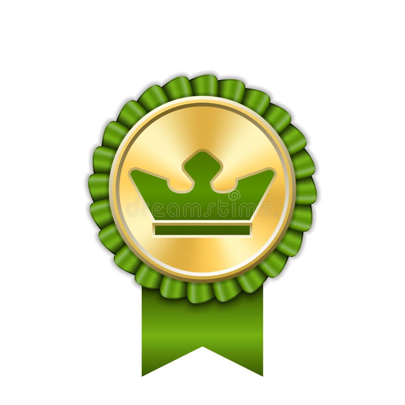 Nagrody tasiemkowa z?ocista ikona Złoty zielony medal korony projekt odizolowywał białego tło Symbolu zwycięzcy świętowanie, najl ilustracji Nagrody tasiemkowa z?ocista ikona Złoty zielony medal korony projekt odizolowywał białego tło Symbolu zwycięzcy świętowanie, najl ilustracji