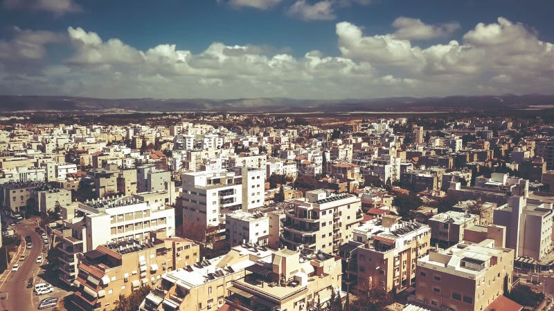 NAHARIYA, ISRAEL-MARCH 9, 2018: Aerial view to the city of Nahariya, Israel.