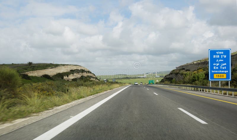 NAHARIYA, ISRAEL- MARCH 9, 2018: Cars on the road on the way to the north of Israel