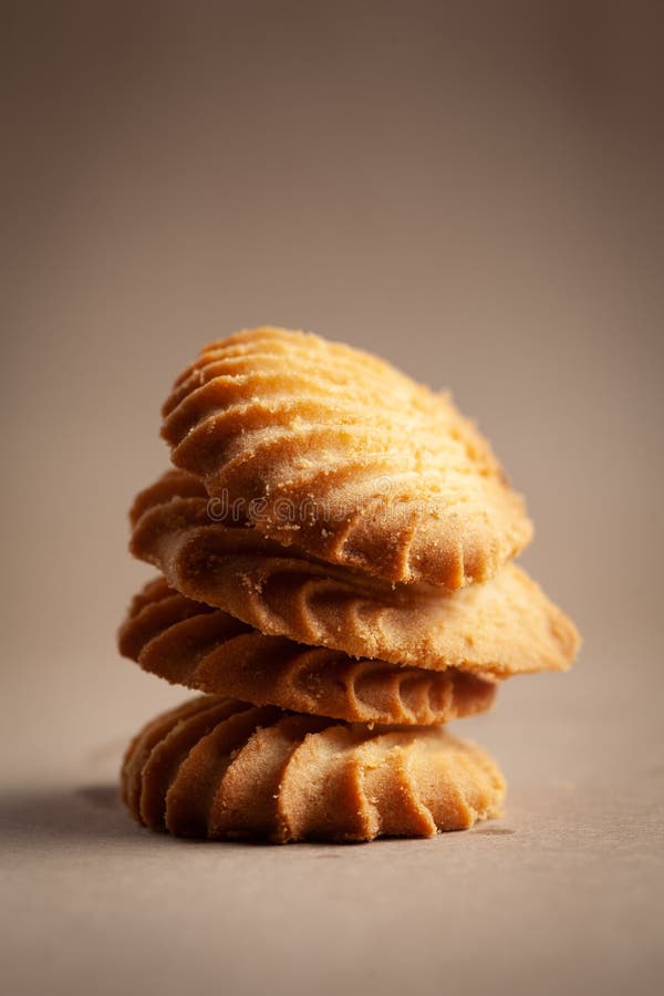 Nahaufnahme der Stapelung lecker frisch Mikrowelle gebacken einfache Kekse oder Kekse stockfoto
