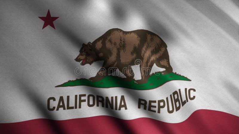 Nahaufnahme der Wellenflagge der Republik Kalifornien Animation Animierter Hintergrund mit weißer, windwachsender Flagge mit rote