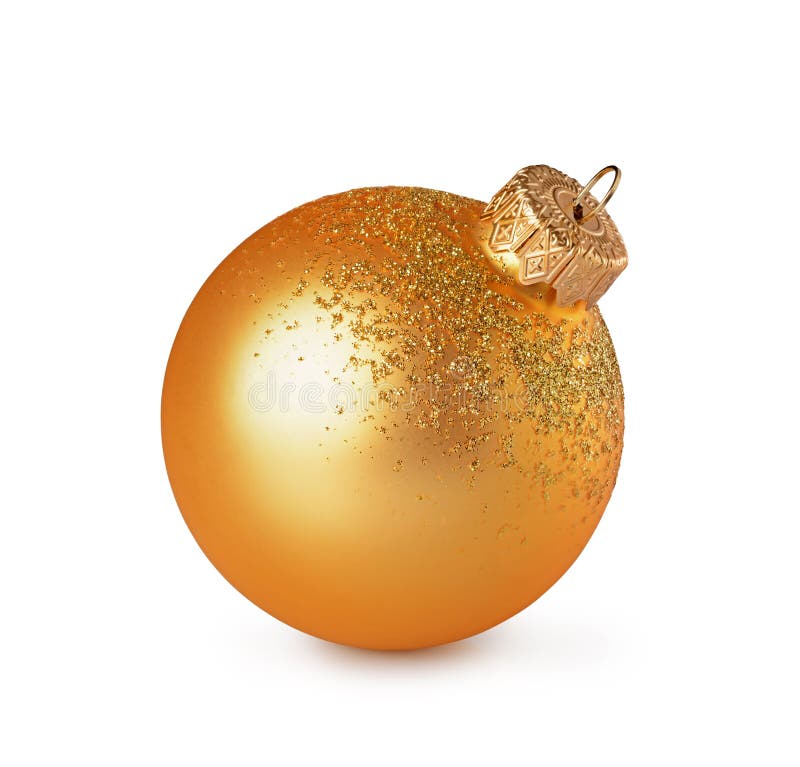 Nahaufnahme des schönen Goldweihnachtsballs mit goldenem funkelndem Muster lizenzfreies stockbild