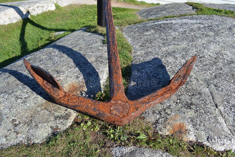 Nahaufnahme eines verrosteten alten Schiffsankers in Peggys-Bucht stockfotos Nahaufnahme eines verrosteten alten Schiffsankers in Peggys-Bucht stockfotos