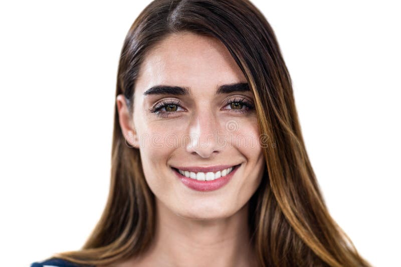 Nahaufnahmeportrait der lächelnden jungen Frau stockbilder Nahaufnahmeportrait der lächelnden jungen Frau stockbilder