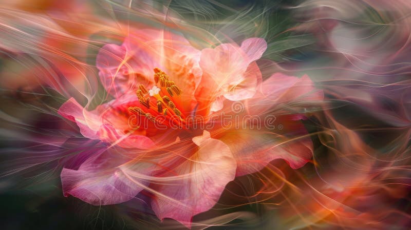 Nahe einer rosa Blume mit wirbelnden Rauch eine schöne Kunst im Himmel aig50 lizenzfreie stockfotos