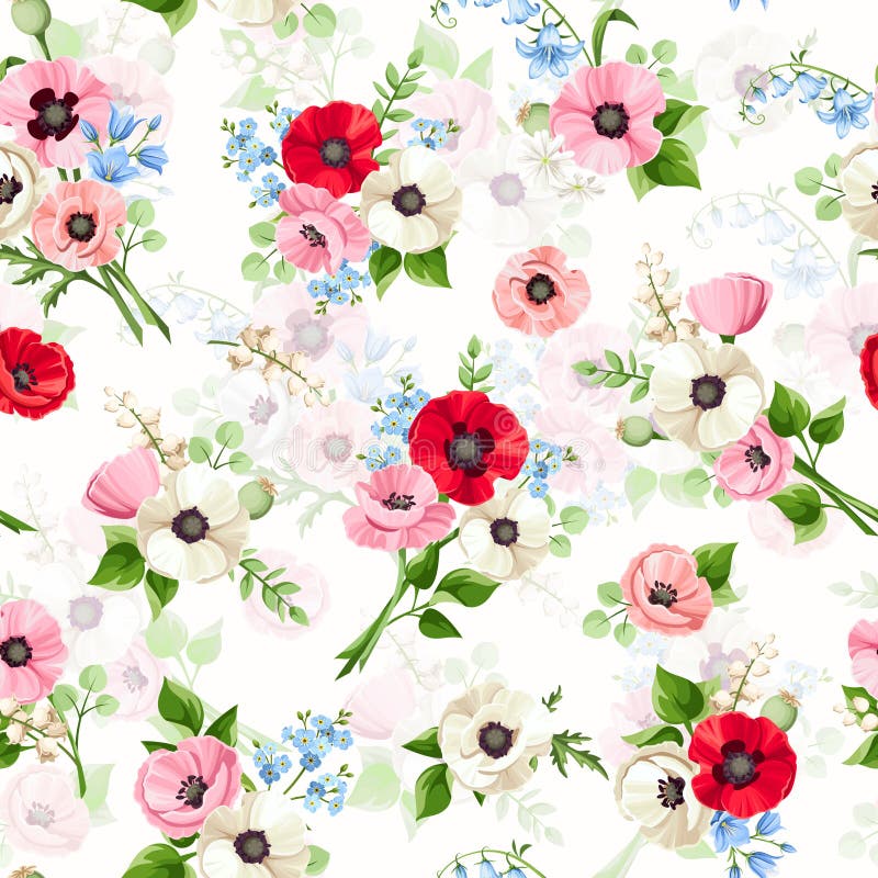 Nahtlose Blumenmuster mit bunten Blumen. Vektorgrafik lizenzfreie abbildung
