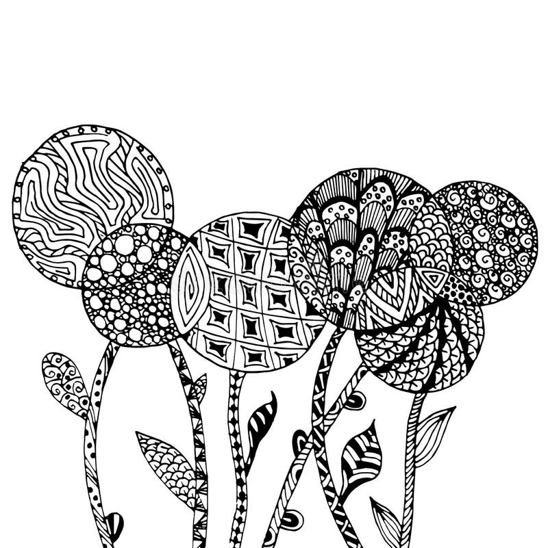Nahtlose der Zen-Verwicklung des Hintergrundes Hand gezeichnete einfarbige stilisierte Blumen, Vektorillustration auf Lager für N vektor abbildung Nahtlose der Zen-Verwicklung des Hintergrundes Hand gezeichnete einfarbige stilisierte Blumen, Vektorillustration auf Lager für N vektor abbildung
