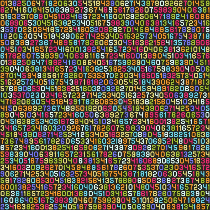 Nahtloses farbiges dezimales Computercode-Hintergrundbild. Vektor stock abbildung