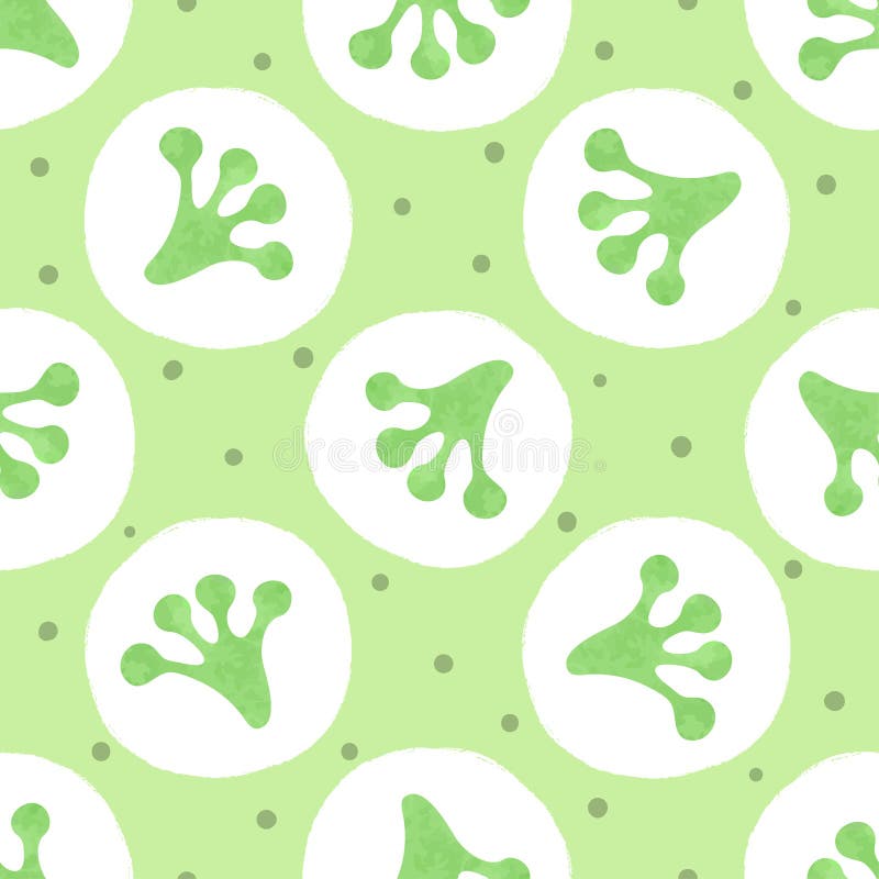 Nahtlose Grüne Tupfenmuster mit Froschabdrücken stock abbildung