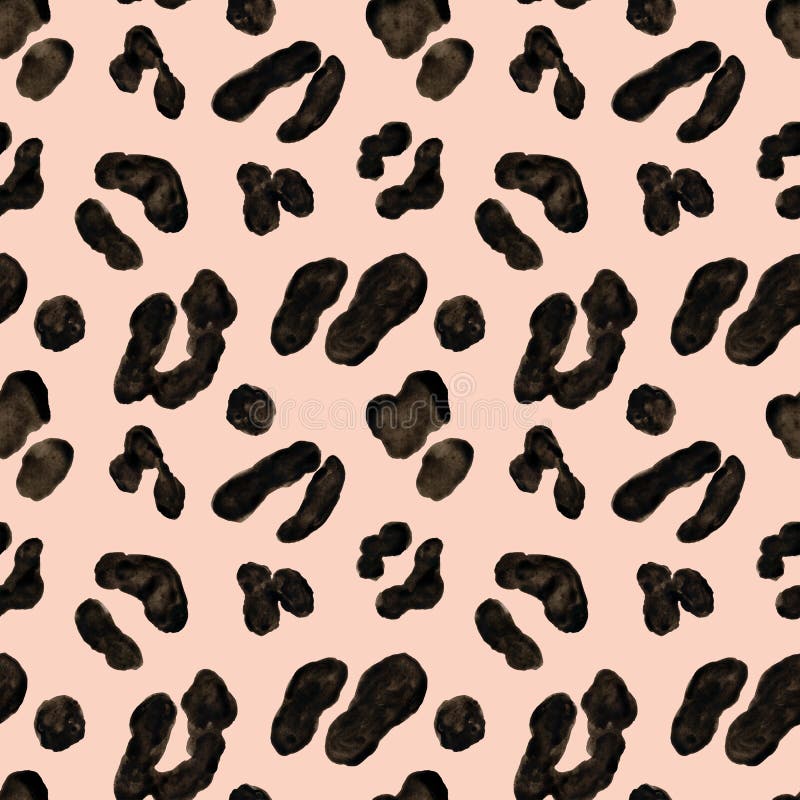 Nahtlose Muster der Leopardtierhaut. Aquarellhandgezogene Stellen und Wildkatzepelzrosetten auf rosa Hintergrund. lizenzfreie stockbilder
