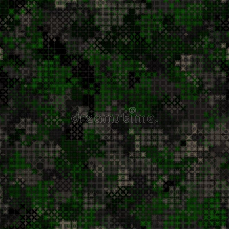 Nahtlose Muster der Militärtarnung. Dunkle Holz digitale Pixelart. abstrakte Armee und Jagd Maskierungsverzierungsbeschaffenheit. Vektorillustrationshintergrund