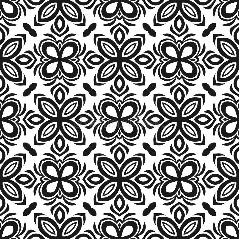 Nahtlose Muster der schwarzen Vektorblume im weißen Hintergrund. einfache Art. Einfaches schwarzes Muster der schwarzen nahtlosen Muster-Hintergründe der Vektorblume mit weißen Hintergrund dieses Muster kann Glückwunschkarte-Tapetengewebe vieler Abdeckungen der GebrauchsBucheinbänd Agile, das Drucktraditionelles ethnische der Innenbodengewebezusammenfassungs-Beschaffenheit für Design einwickelt