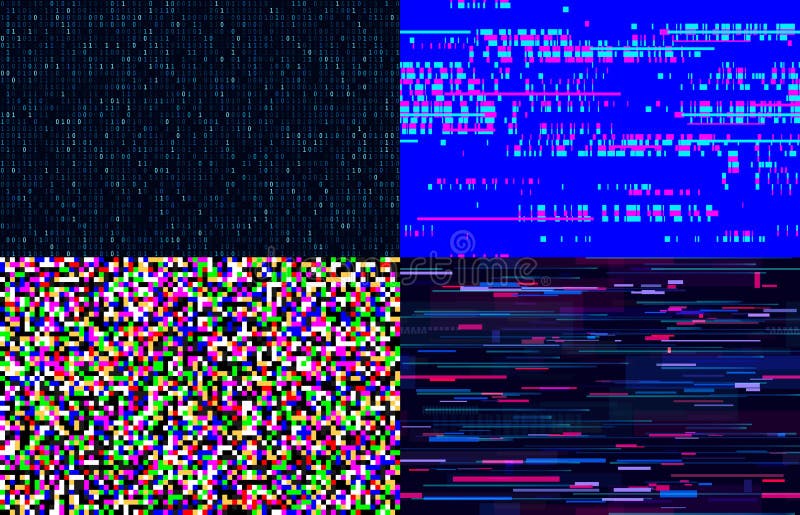 Nahtlose Muster des futuristischen Neonstörschubs. Fernsehpixelgeräusche auf Fernsehbildschirm. verzerrte Signalsammlung vektor abbildung