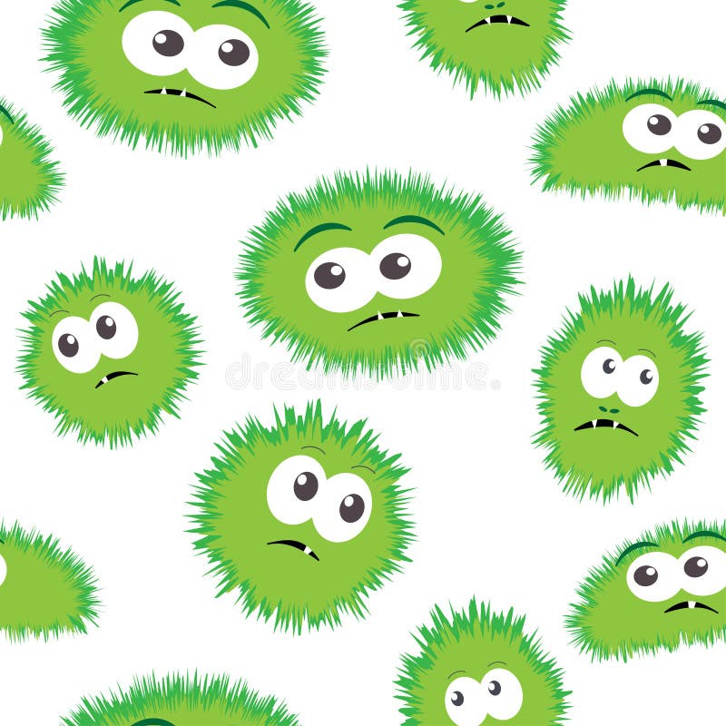Nahtlose Musterbakterien mit Monstergesicht Vector Hintergrund mit lustigen Mikroben der Karikatur, nette Monster lizenzfreie abbildung Nahtlose Musterbakterien mit Monstergesicht Vector Hintergrund mit lustigen Mikroben der Karikatur, nette Monster lizenzfreie abbildung