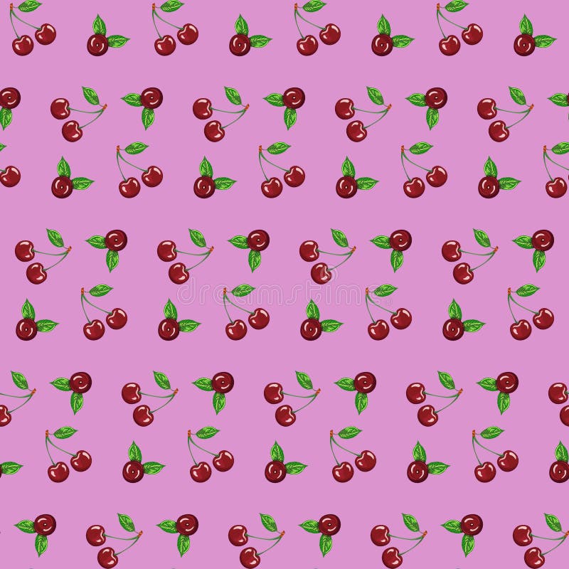 Nahtlose Musterkirsche auf rosa Hintergrundvektorillustration für Webdesign oder Anzeigen lizenzfreie abbildung Nahtlose Musterkirsche auf rosa Hintergrundvektorillustration für Webdesign oder Anzeigen lizenzfreie abbildung