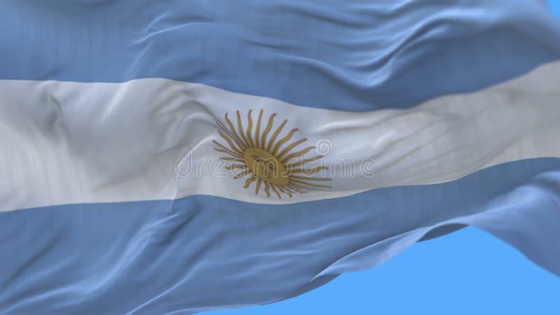 nahtloser Abschluss 4k oben des langsamen Wellenartig bewegens Argentinien-Flagge in Wind Alphakanal eingeschlossen