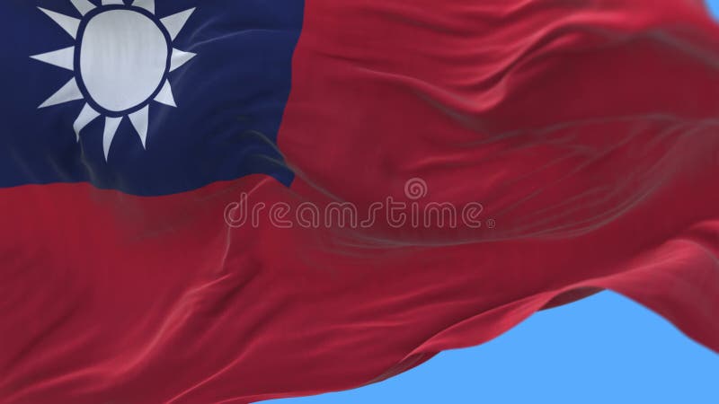 nahtloser Abschluss 4k oben des langsamen Wellenartig bewegens Taiwan-Flagge in Wind Alphakanal eingeschlossen