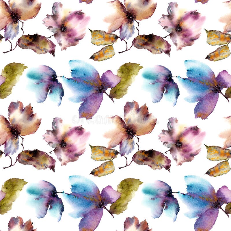 Nahtloses Blumenmuster Aquarell Bluht Hintergrund Bunte Blumen Stock Abbildung Illustration Von Zweig Bunt 132996901