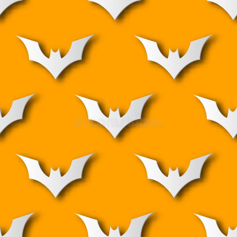 Nahtloser Halloween-Schlägerpapierkunst-Musterhintergrund Orange Farbe für glücklichen Halloween-Tag die Karten- und Geschenkverp stock abbildung Nahtloser Halloween-Schlägerpapierkunst-Musterhintergrund Orange Farbe für glücklichen Halloween-Tag die Karten- und Geschenkverp stock abbildung