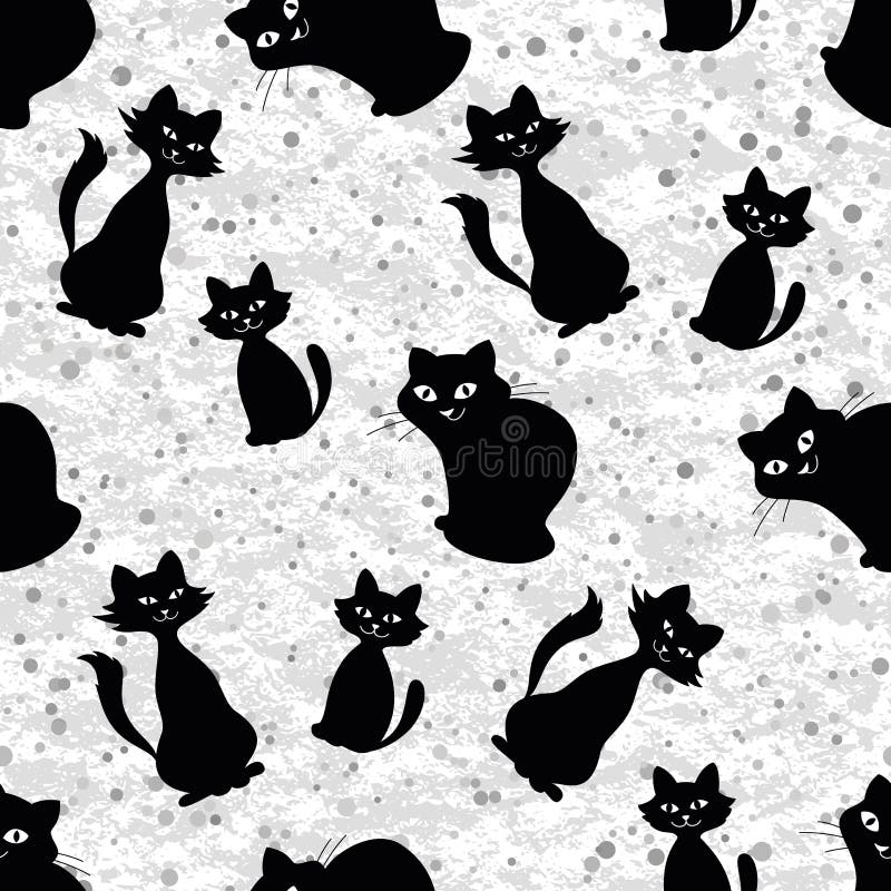 Nahtloser Hintergrund mit Katzenschattenbildern stock abbildung Nahtloser Hintergrund mit Katzenschattenbildern stock abbildung